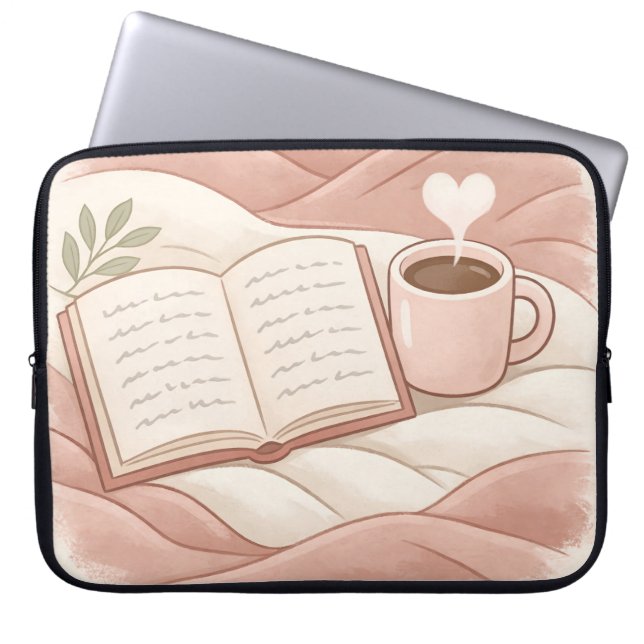  mysig lässtund - design för kaffe- och bokälskare laptop fodral (Framsidan)