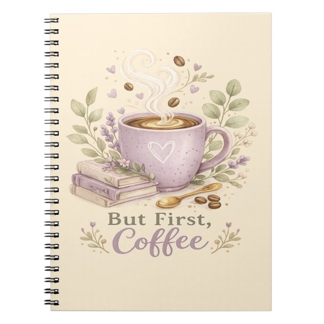  mysig lavendel vattenfärg kaffe anteckningsbok (Framsidan)