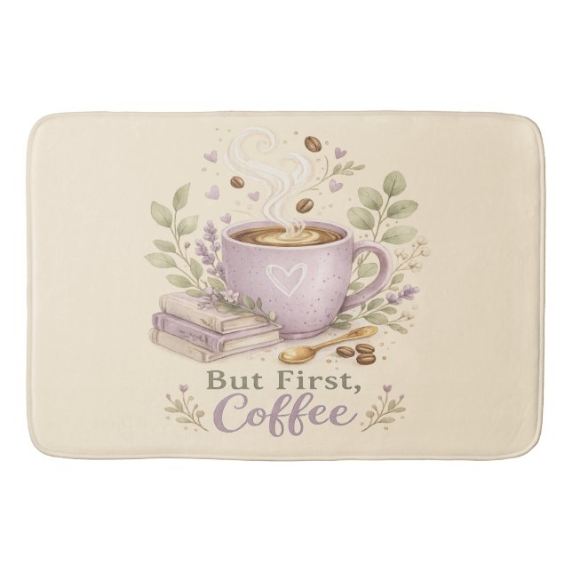  mysig lavendel vattenfärg kaffe badrumsmatta (Framsidan)