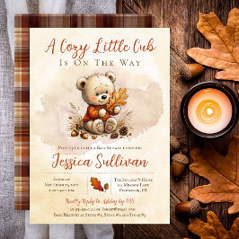 mysig lilla teddybjörn i akvarell Baby Shower Inbjudningar