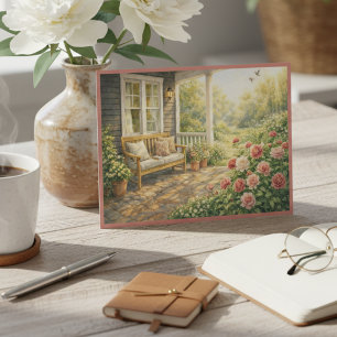  mysig maj-veranda rosor blomstervattenkonst  vykort