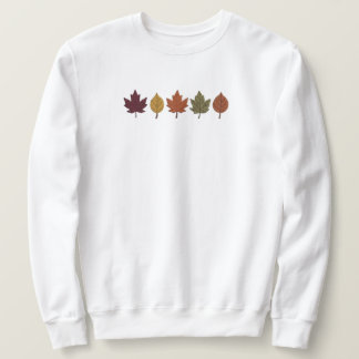 mysig minimalist höstgrafisk t-shirt med höstlöv lång ärmad tröja