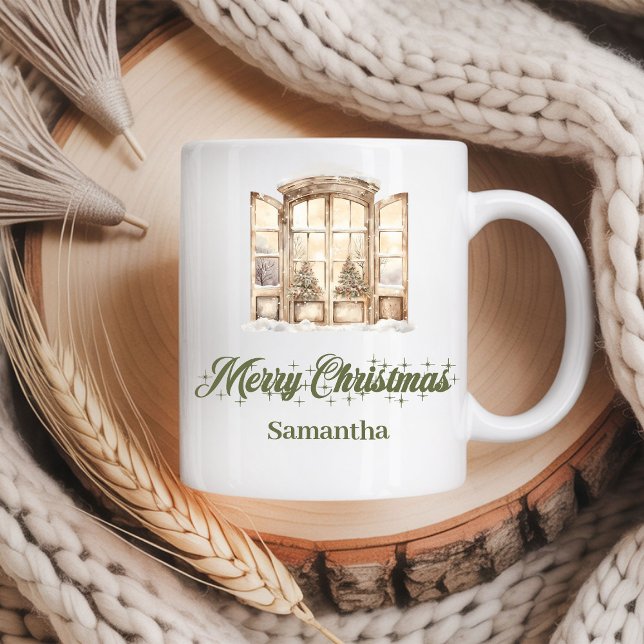 mysig mjuk pastell nordisk design anpassat namn Ju Kaffemugg (Cozy soft pastel Nordic design custom name Christmas mug

)