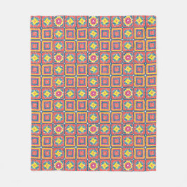 mysig modern retro korallgrannysquarefilt fleecefilt