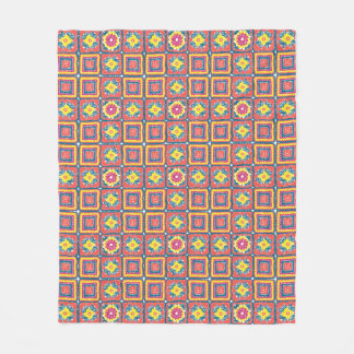mysig modern retro korallgrannysquarefilt fleecefilt
