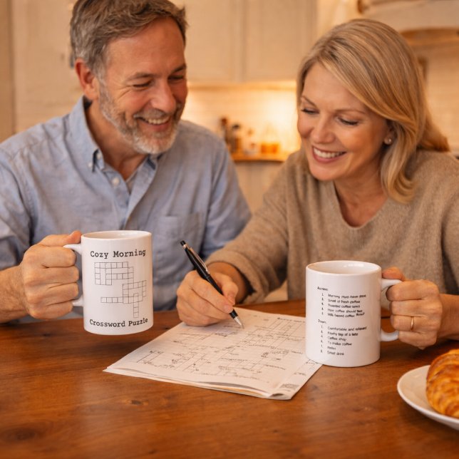 " Mysig morgon" Kaffe Korsords Pussel Kaffemugg (Skapare uppladdad)