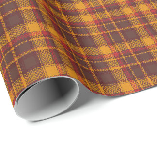 mysig Mustardgul och Rostfärgad Rutmönsterdesign Presentpapper