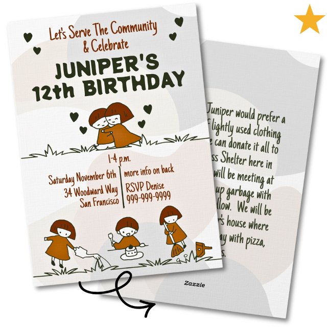  Mysig Mysig Community Service Tween Födelsedag Inbjudningar (Skapare uppladdad)