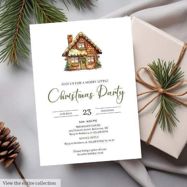  mysig neutral jordnära akvarell rustik jul Xmas Inbjudningar (Cozy Neutral Earthy Watercolor Rustic Holiday Party Invitation)