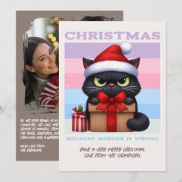 mysig neutral rolig katt retro jul foto julkort