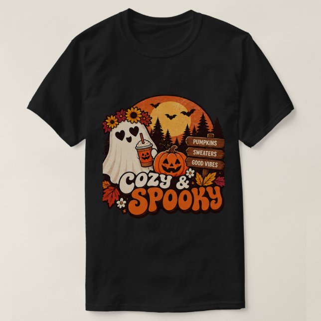  mysig och läskig Halloween-tröja T Shirt (Design framsida)