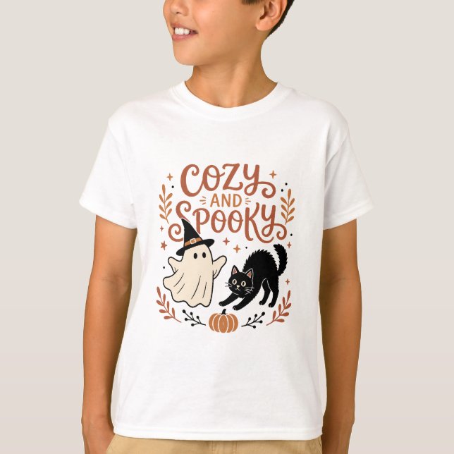  mysig och läskig spökdesign t shirt (Framsida)