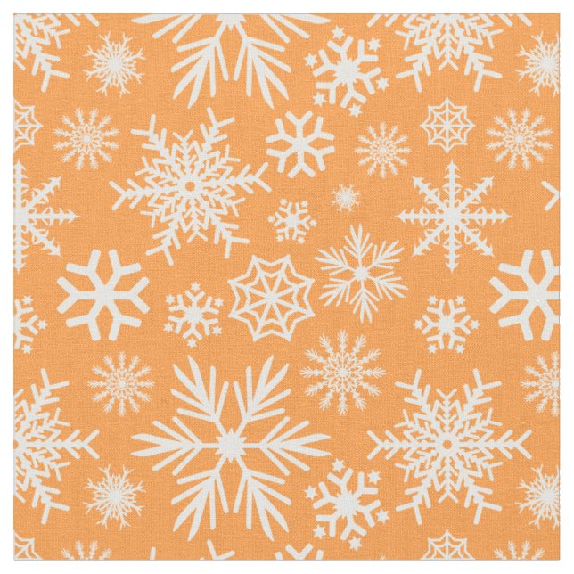  mysig orange vintersnöflingor Mönster Tyg (Närbild)