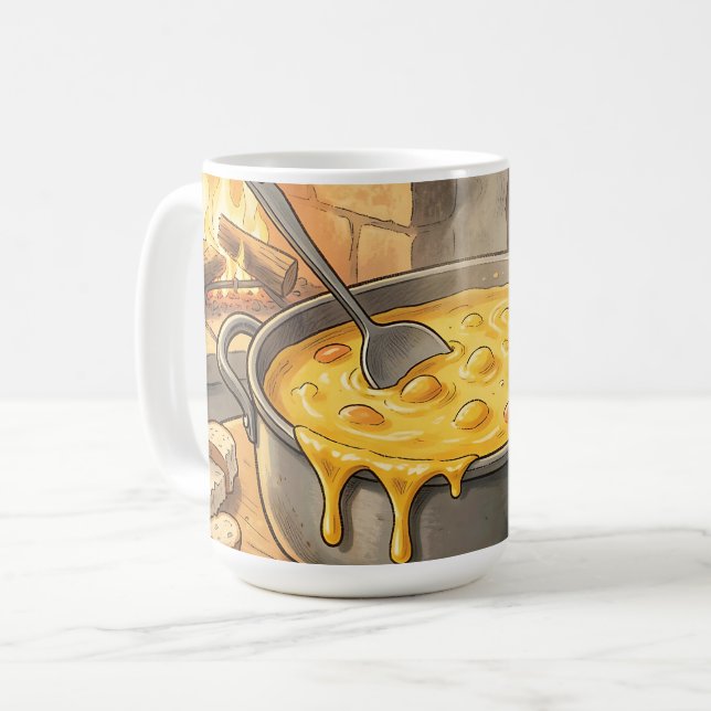  mysig ostfondue vid öppen spis kaffemugg (Framsida vänster)