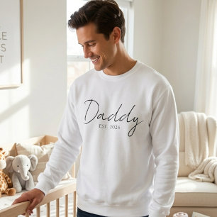  mysig pappa EST år Klassisk familj skriptdesign Lång Ärmad Tröja
