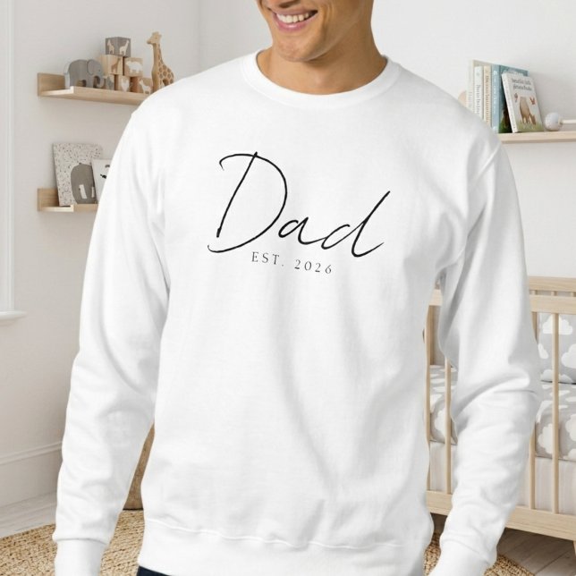  mysig pappa EST år Klassisk familj skriptdesign Lång Ärmad Tröja (Skapare uppladdad)
