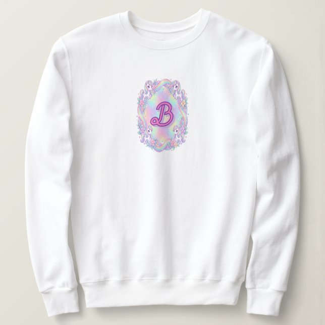  mysig pastell enhörning fleece-tröja t shirt (Design framsida)