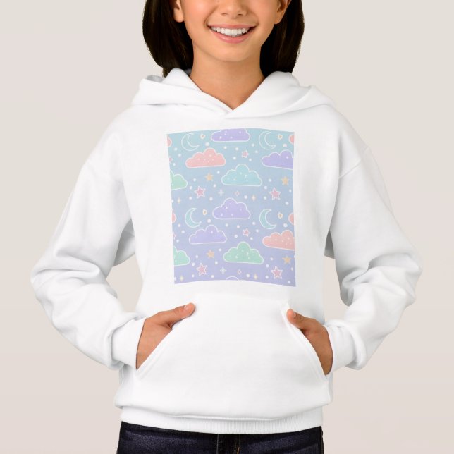  mysig pastellmoln estetisk hoodie t shirt (Framsida)