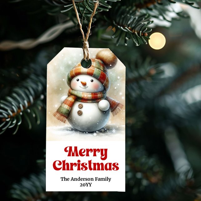  mysig Personlig julpresent för barn i form av en  Presentetikett (Cozy Snowman Kids Gift Tag Personalized Christmas Label

)