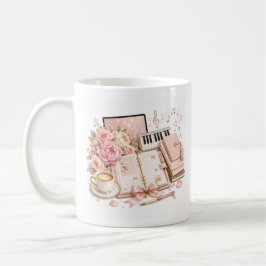 Mysig pianokaffe blomkrus redigerbar Kaffemugg