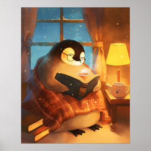  mysig pingvinläshörna Väggkonst Poster