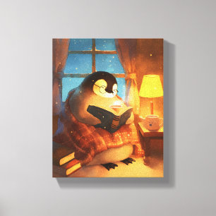 mysig pingvinläsvägg för barnkammare, Canvas konst
