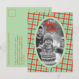  mysig Plaid Gingham Jul Anpassad Foto Collage Helg Vykort