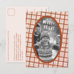 mysig Plaid Gingham Jul Anpassad Foto Collage Helg Vykort