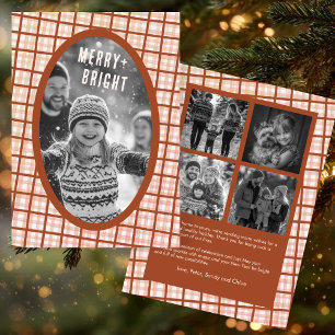  mysig Plaid Gingham Jul Anpassad Foto Collage Julkort