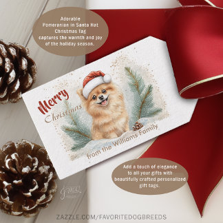 mysig Pomeranian jultomtehatt julklapps tagg Presentetikett