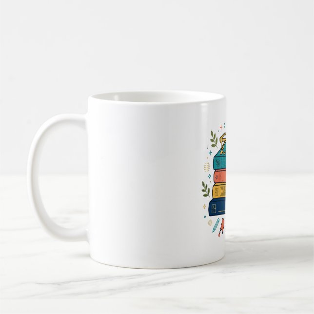  mysig present med bokstapel, tekopp och bokälskar kaffemugg (Vänster)