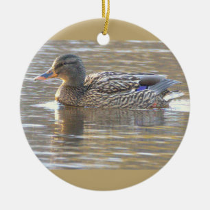 Mysig Prydnad med Bild på Gräsand Julgransprydnad Keramik