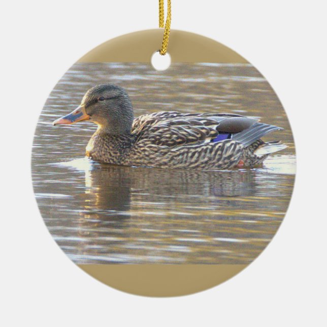 Mysig Prydnad med Bild på Gräsand  Julgransprydnad Keramik (Framsidan)