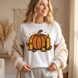 mysig Pumpa och Ljus Halloween Höst T Shirt