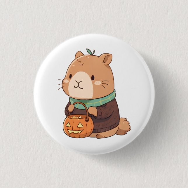  mysig Pumpa Tröja Capybara Höstlöv Knapp (Framsida)