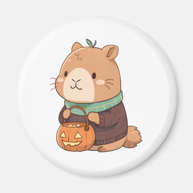  mysig Pumpa Tröja Capybara Höstlöv Magnet (Framsidan)