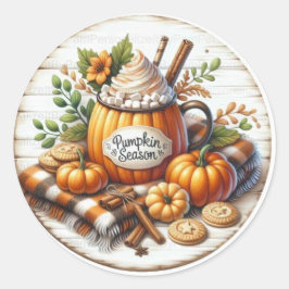 mysig Pumpkin Säsong Höst Kaffe Dekal Runt Klistermärke