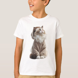 Mysig Ragdoll Katt i Stickad Tröja Hoodie Barn