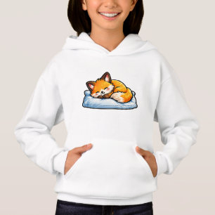mysig räv sovandes på kudde söt kawaii räv hoodie t shirt