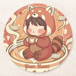 mysig Red Panda Brew Absorberande Underläggssats Underlägg Papper Rund