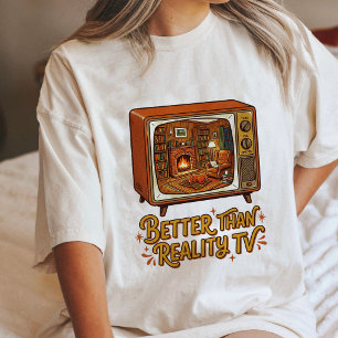 mysig retro TV-kamin hund scen T Shirt