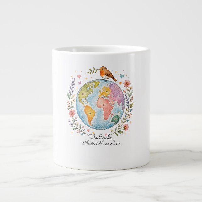  mysig Robin Fågel Kaffe Mugg - Positiv Jumbo Mugg (Framsidan)