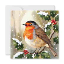  mysig robin jul vattenfärg illustration