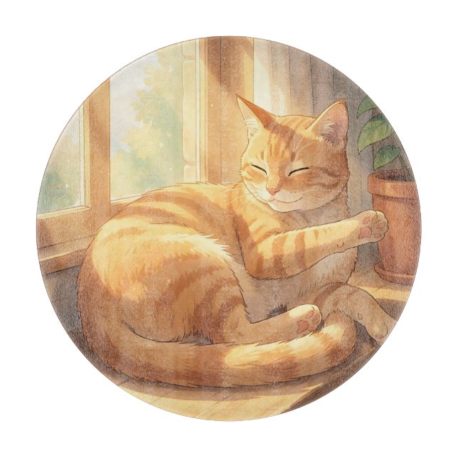  Mysig rödbrun katt solbadar  (Framsidan)