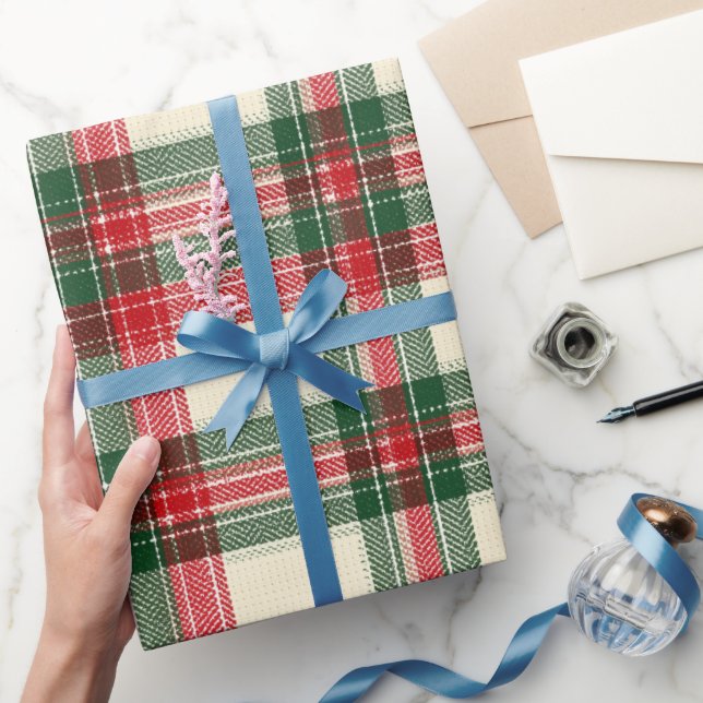  mysig rödgrön julmönster i rutmönster presentpapper (Gifting)