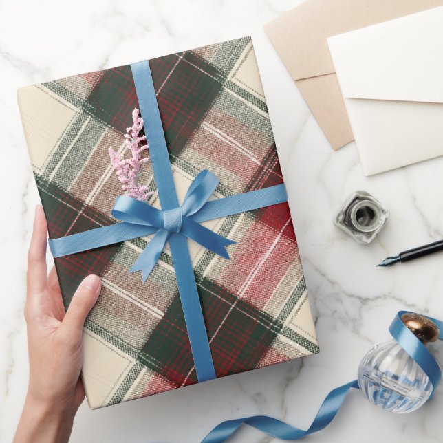  mysig rödgrön julplädsmönster presentpapper (Gifting)