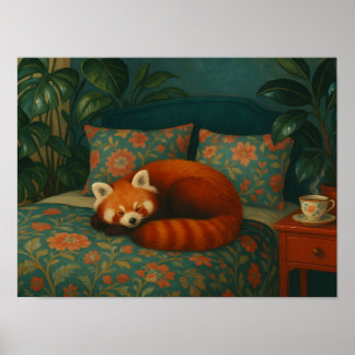  mysig rödpanda-blommig poster