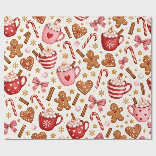  mysig rosa jul varm kakao inslagspapper presentpapper (Platt)