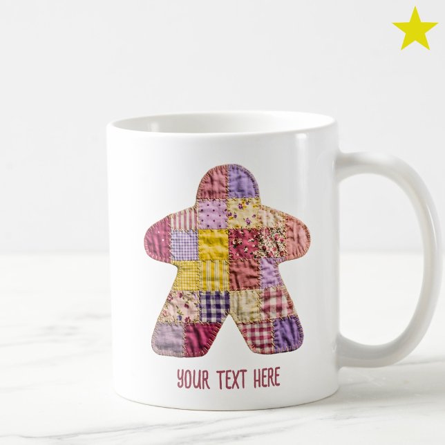 mysig Rosa Lila Lapptäcke Quilt Meeple Brädspel Kaffemugg (Skapare uppladdad)