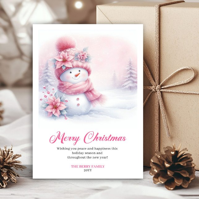  mysig Rosa Snöman Nedladdning Barn Julhälsning Julkort (Cozy Pink Snowman Download Kids Christmas Greeting Card

)